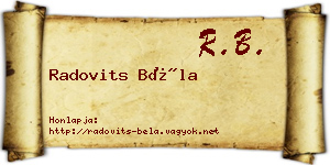 Radovits Béla névjegykártya