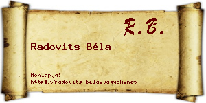 Radovits Béla névjegykártya